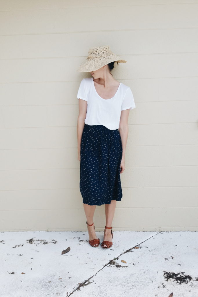 Shirt and skirt: Old Navy, Sandals: Target